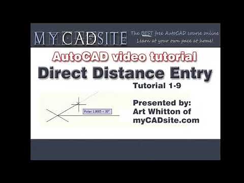 AutoCAD Tutorial Lesson 1-9 Direct Distance Entry (Complete Beginners Course)