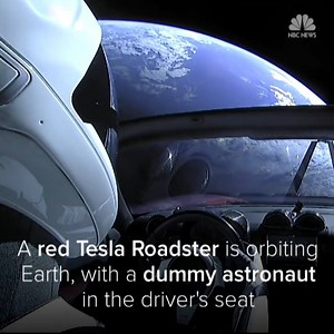 A red Tesla Roadster is orbiting Earth, with a dummy astronaut in the driver's seat. The vehicle hitched a ride into space in the payload of SpaceX's Falcon Heavy, the world's largest rocket. More: http://www.kmir.com/story/37450592/spacexs-falcon-heavy-rocket-nails-its-maiden-test-flight | NBC Palm Springs