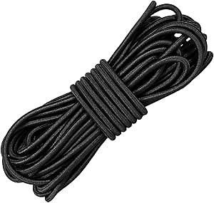 1/8 Inch Elastic Cord 15FT Black - Soft Stretch String for Face Masks, Crafting, Sewing Projects - Latex-Free Shock Cord with Smooth Coating