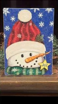 Dollar Tree Rustic Snowman Wood Art | DT Tissue Paper & Card Upcycle