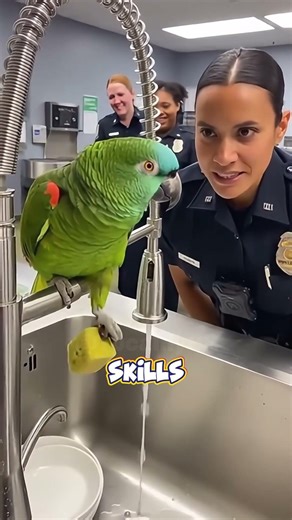 Funny Talking Parrot Hits on Gorgeous Cop and Makes Her Laugh
