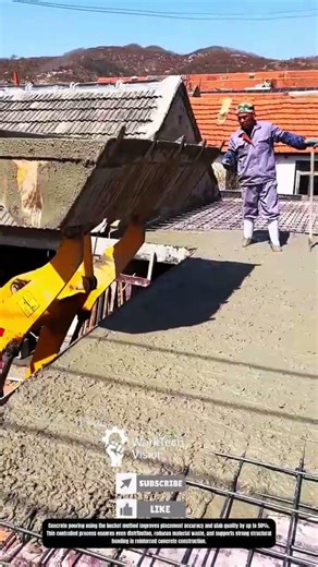 Concrete Pouring Process Using Bucket Method for Structural Slab Construction