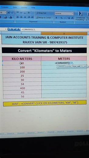 Use of Convert function in Excel #excel