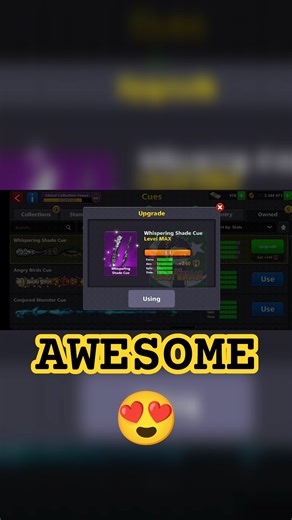 Whispering shade cue max Level #gaming #8ballpool #games #shortvideo #8bp #shortsfeed #vibing