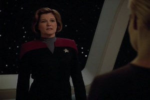 Starfleet Records. Starfleet Personnel: Kathryn M. Janeway, Captain of the USS Voyager. Hirogen, Borg and 8472 Species: During the conversation, the alien loses consciousness and the telepathic link with Tuvok is lost. Janeway goes to sickbay, where the Alpha demands to be taken to his prey. Janeway informs him that they will be returning the creature to fluidic space. She also tells him that the hunt is over. The Alpha again demands that the creature should be returned to him or the crew of Voy