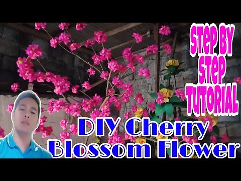 DIY Cherry Blossom Flower | step by step tutorial | life sized cherry blossom tree