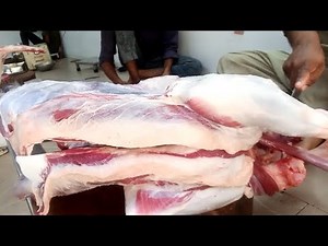 incredible 32 kg big size full goat cutting skills ghar ka Pala Hua Bakra tha