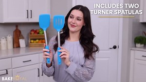 BakeRoyal Silicone Spatula Set - Turner Spatulas Silicone Heat Resistant 600°F - Slotted & Solid Spatula for Cooking Fish, Eggs, Pancakes Flipper – Spatulas for kitchen use – Gray