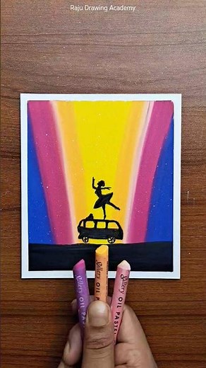 💃 Beautiful Girl Dancing Sunset Travel Drawing | Easy & Colorful Art for Beginners #art #oilpastel