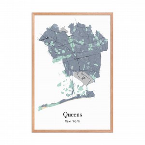 Queens NYC Map Art Print: Modern Minimalist Wall Art (digital File) - Etsy