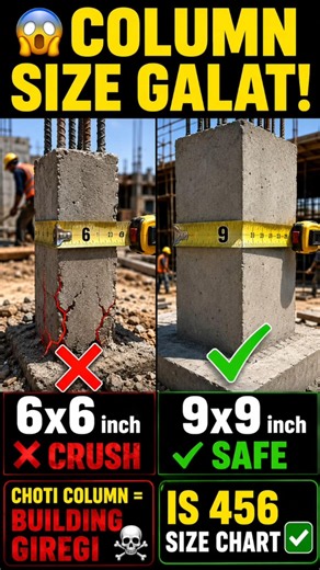 Choti Column = Building Crush! 90% Log Ye Galti Karte Hain — IS 456 Size Chart ❌ #shorts #column 😱