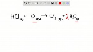 SOLVED:The first preparation of chlorine was similar to the synthesis of elemental bromine (Problem 22.148). A later method entailed the reaction of hydrogen chloride and oxygen at 400^∘ C. Write a balanced equation for the reaction. (Water is also formed.)