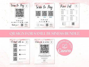 QR Code Sign for Small Business, Canva Template Editable Sign, Payment Editable Template, Price List, and QR Sign Editable Template - Etsy