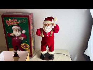 Vtg Jingle Bell Rock Santa Claus Animated Dancing Musical 1998 1st Edition - Rock Santa Collectibles
