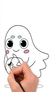 How to Draw a Halloween Pumpkin and Ghost easy Step by Step Drawing #easydrawing #cartoondrawing