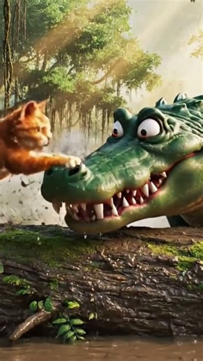 cat 😺 vs alligator 🐊#viral #funny