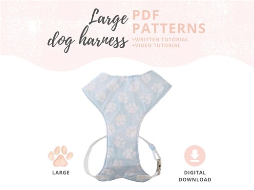 Large Dog Harness Pattern | Pet Harness Sewing Pattern With Video Tutorial | Beginner Friendly Dog Clothes Projects - Etsy