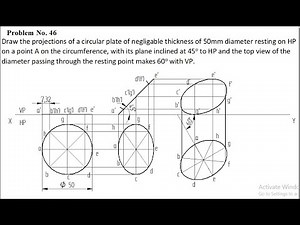 Projection of planes 46th problem Computer Aided Engineering Drawing, projection of planes BCEDK103