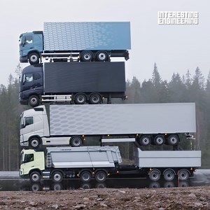411K views · 2.5K shares | Volvo stacks its four new trucks on top of each other building a 15-meter 58-tonne truck tower. | Interesting Engineering | Facebook