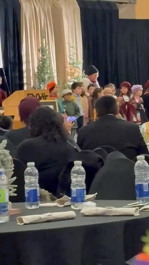 We are so proud of Miss Mary P’s Cree Grade 1 class for performing at the 50th Anniversary of the JBNQA banquet. 🙌👏👏 | Voyageur Memorial Elementary School