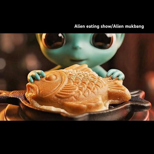 Alien Tries Korean Fish Bread for the First Time! 👽🐟