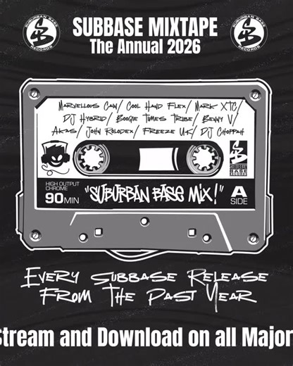 Suburban Base on Instagram: "OUT NOW! SUBBASE MIXTAPE – The Annual 2026! The first Suburban Base album drop of 2026 lands setting the vibe for the year ahead! Listen and save here - orcd.co/subbaselp25 (Link also in bio) SUBBASE MIXTAPE – The Annual 2026 is the label’s definitive yearly round-up, celebrating the most impactful Drum & Bass and Jungle releases from the previous twelve months. Continuing the tradition, this compilation captures the raw energy, innovation, and heritage that define S