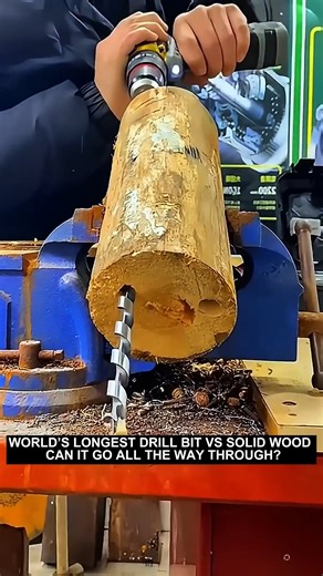 World’s Longest Drill Bit vs Solid Wood – Can It Go All the Way Through #drilling #woodworking | MasterCrafters