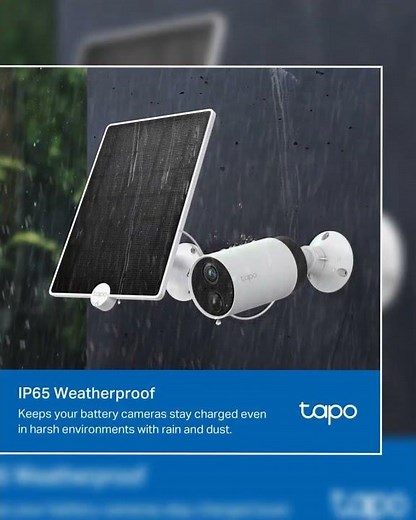 TP-Link Tapo A200 4.5W Non-Stop Solar Panel for Rechargeable Battery Security Camera, Outdoor IP6...