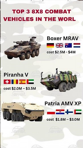 Top 3 8x8 military combat vehicles in the world