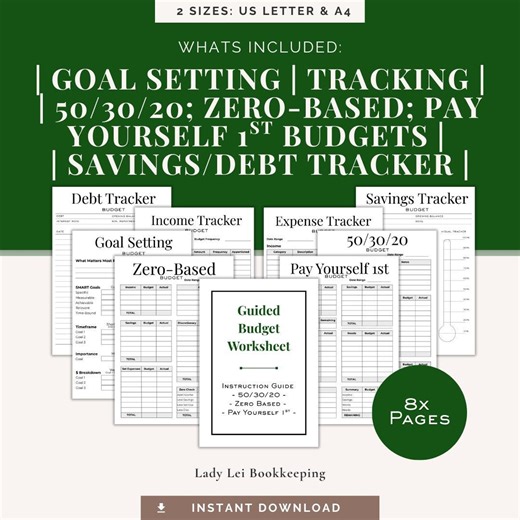 Guided Budget Worksheet | Goals, Debt & Savings Tracker | Budget Planner PDF - Etsy