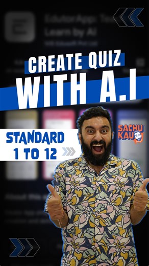 Goonj Thakkar on Instagram: "Here is How this app uses AI for Studying 👇🏼 👉🏻Key features and details of the Edutor App: 👉🏻App Focus: Study became easier with an A.I. Quiz for students. 👉🏻Availability: Available on the Play Store. 👉🏻Cost: Free of Cost, with unlimited AI Quiz access. 👉🏻AI Features: Chapter A.I. Quiz A.I. (can prepare a 15-second quiz) 👉🏻Other Features: Study Schedule. 👉🏻Quiz Details: Provides Quiz Type Questions for subject revision, including questions, options, a