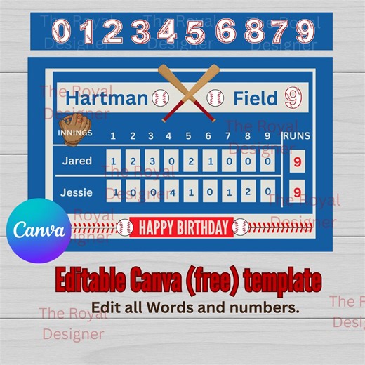 Editable Baseball Scoreboard Printable – Canva Template (instant Download) - Etsy