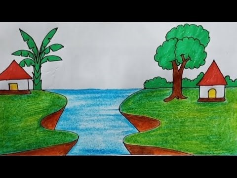 😲😲 very easy and simple art drowning kids art step by step Drow natural scenary drowning beginnerart