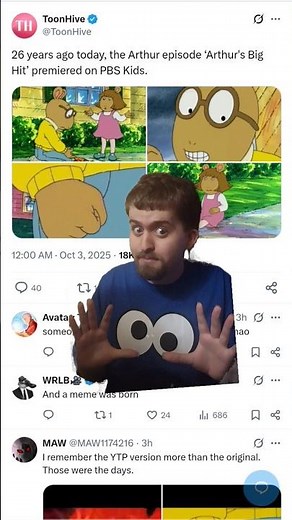 26 years ago the Arthur episode ‘Arthur's Big Hit’ premiered on PBS Kids