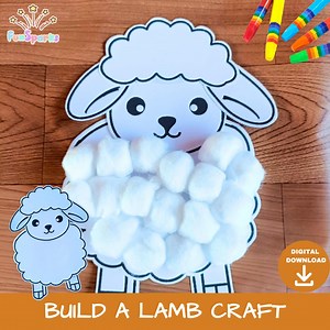 Build a Fluffy Lamb Craft | Lamb Printable | Kids Cut and Paste Activity - Etsy