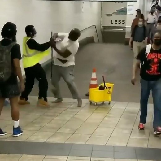 Homeless Man POOPS In MOP Bucket In NYC Subway