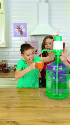 Oops! This Kid Can't Stop the Splash! 💦 | Tiny Water Pump Challenge #shorts