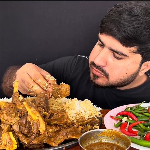 SPICY MUTTON CURRY🔥 BASMATI RICE || #shorts #mukbangn #asmreating #mukbangasmr #asmr