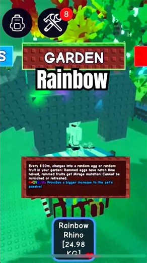 I Put Rainbow Shard Onto My Rhino Pet To Get These Insane Stats In Grow a Garden #viral #shorts #fy