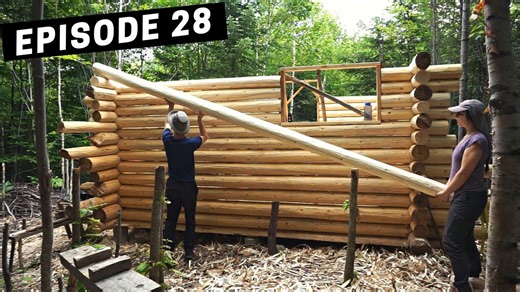 Building a log cabin | Ep. 28 | Finally above the window frame! How much will the cabin settle?