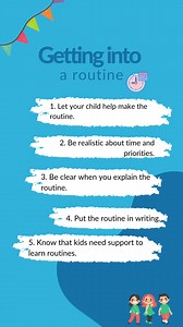 Are you finding it challenging getting the kids back into routine after the long break? 🤔Here are a five tips to help you:1️⃣ Let your child help make the routine - kids like to be part of the decision making process. 2️⃣ Be realistic about time and priorities - Sometimes kids don’t follow a routine because it’s too stressful to get it done in the set time frame. Do a run-through to see exactly how long it takes3️⃣ Be clear when you explain the routine - sometimes when kids don’t follow a routi