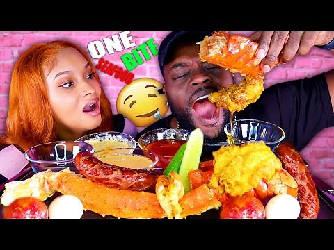 ONE BITE SEAFOOD BOIL MUKBANG CHALLENGE! (KING CRAB, MEGA PRAWNS, LOBSTER TAILS) 먹방 | QUEEN BEAST