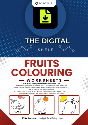 Fruit Coloring Pages | Kids Printable Activity (PDF Download) - Etsy