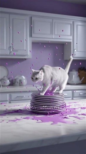 Cat Creates Purple Tornado in Kitchen! 😂💜