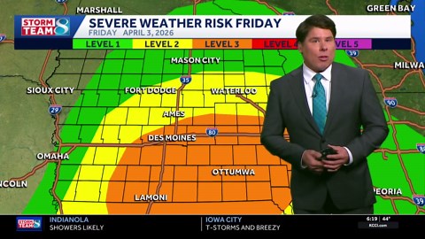 Iowa weather: Storms move in overnight tonight with severe storms possible Thusday and Friday