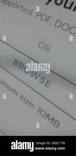 User taps the BROWSE button to upload a file Stock Video Footage - Alamy