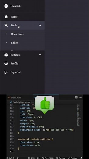 📚 Responsive Sidebar Menu using HTML & CSS #webdevelopment #coding #htmlcss #shorts