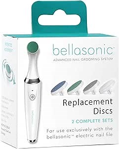 Replacement Discs for Bellasonic 4-in-1 Rechargeable Electric Nail File Set with Unique Oscillating Head – Shape, Smooth, Buff & Shine Nails | Remove Cuticles & Calluses (2 Sets)