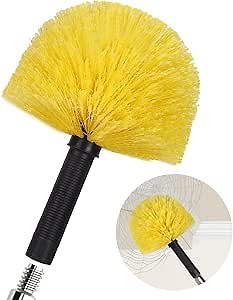 Cobweb Duster Head Brush, Screw on Spider Web Duster Brush Replacement Head for Outdoor & Indoor Cleaning, Corner Duster Fits Standard Acme Threaded Extension Pole (Pole Sold Separately)
