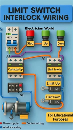 limit switch interlock wiring #electricalengeering&technology #electrician #education #engineering | Electrical Engineering & Technology